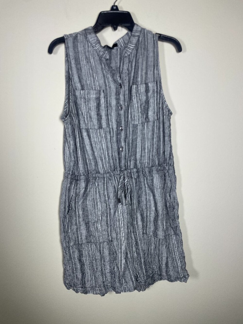Kelly Renee Romper Womens Large Blue Linen Blend Sleeveless V Neck Casual Summer